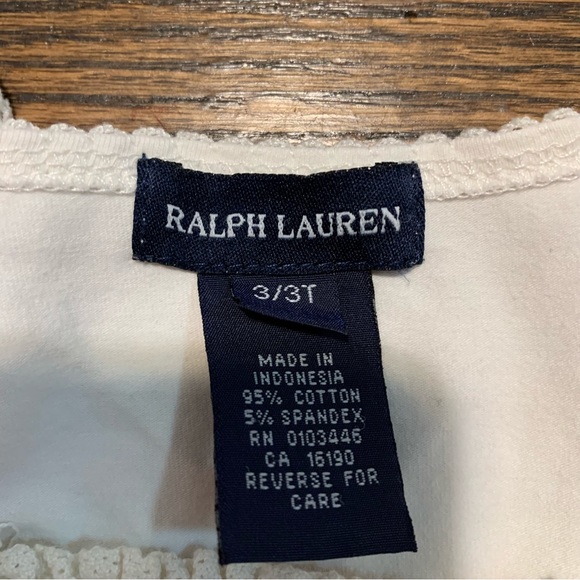 VTG Ralph Lauren Toddler Girls 4T White Pink Floral Long Sleeve Pullover Blouse - Picture 4 of 5